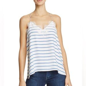 NEW CAMI NYC Striped Silk Racer-Back Tank- Medium